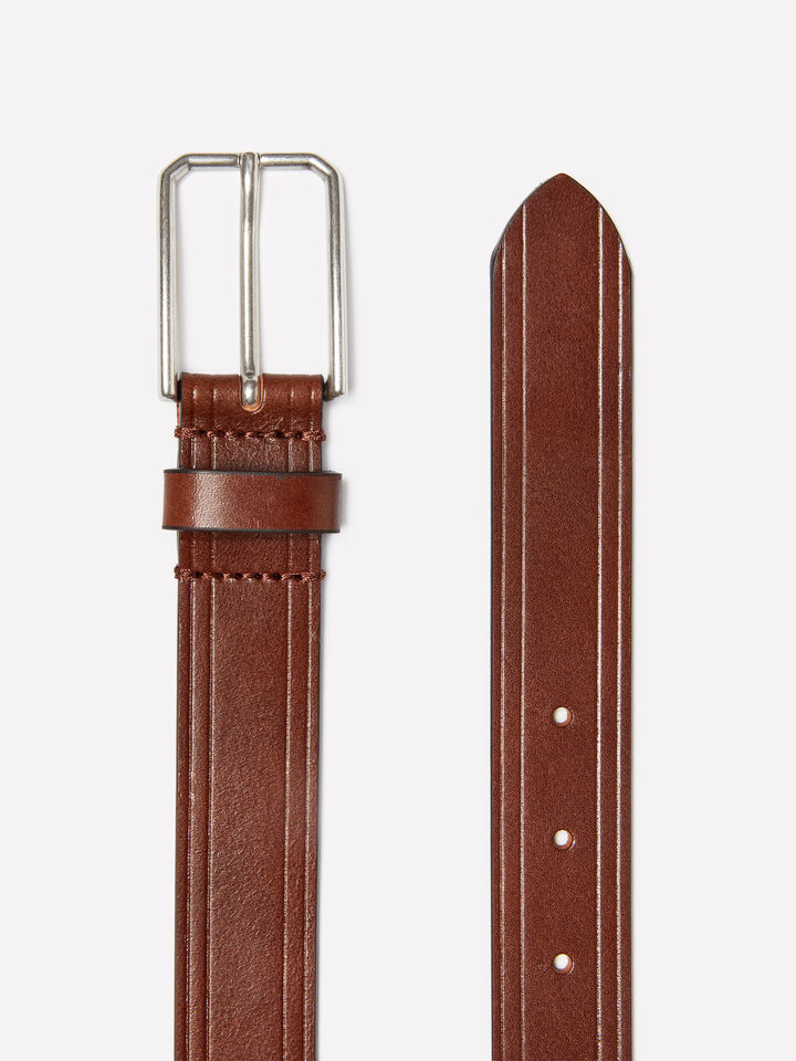 Brown 100% leather belt - men's belts - Brown | Sisley image number 2